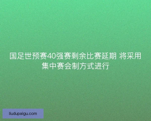 国足世预赛40强赛剩余比赛延期 将采用集中赛会制方式进行