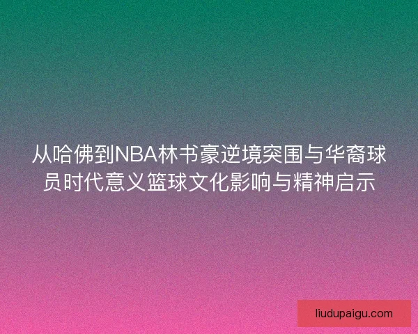 从哈佛到NBA林书豪逆境突围与华裔球员时代意义篮球文化影响与精神启示
